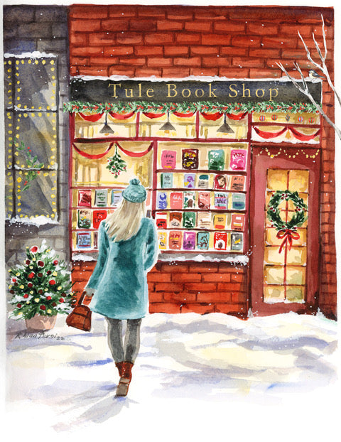 Illustrated 'Tule Book Shop' Holiday Card