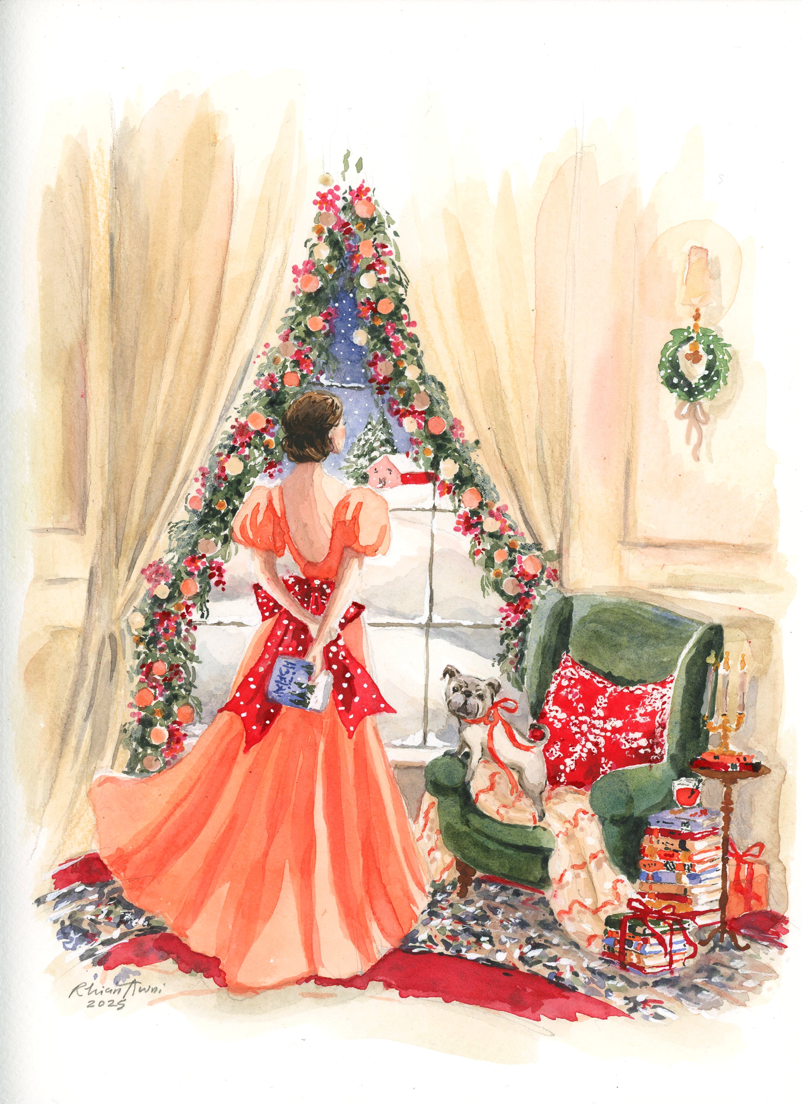 holiday card dress Illustrated WINTER GOWN Holiday Card